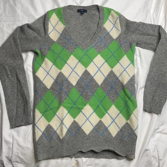 Gap grey wool argyle sweater - Picture 1 of 3